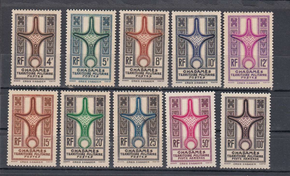 GHADAMES 1949-THE ONLY SET ISSUED !!! STUNNING PRINTING SG1-10 UMM  R2800.00