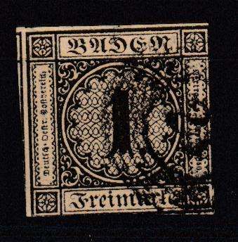 BADEN- VERY SCARCE SCARCE USAGE MICHEL 1a NOT BUFF OR BROWN  R34 800.00-SEE BACK BELOW