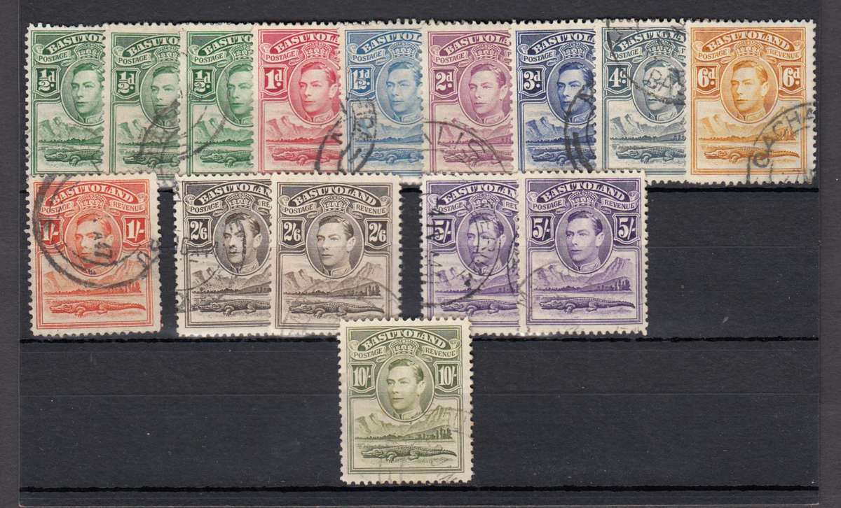 BASUTOLAND-KGVI VFU SET WITH 2/6d +  5/ SHADES H.R.  R1700.00