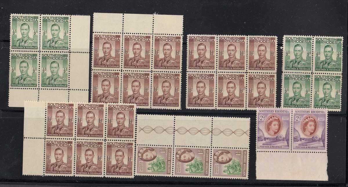SOUTHERN RHODESIA-DIFFICULT KGVI ETC UMM BLOCKS