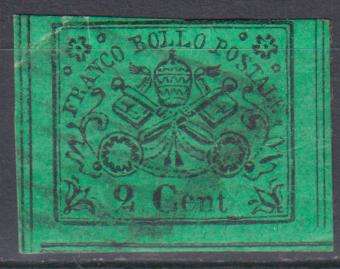 PAPAL STATES SG 30 VERY SCARCE  VFU    GENUINE STAMPS-CREASED CORNER     R8400.00