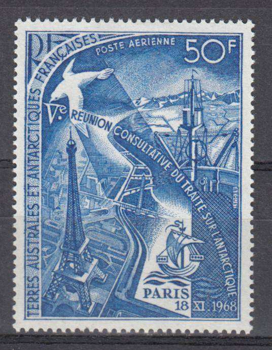 TAAF- SG 51 SCARCE AIR STAMP superb mint light h.r. BIRD      R1250.00