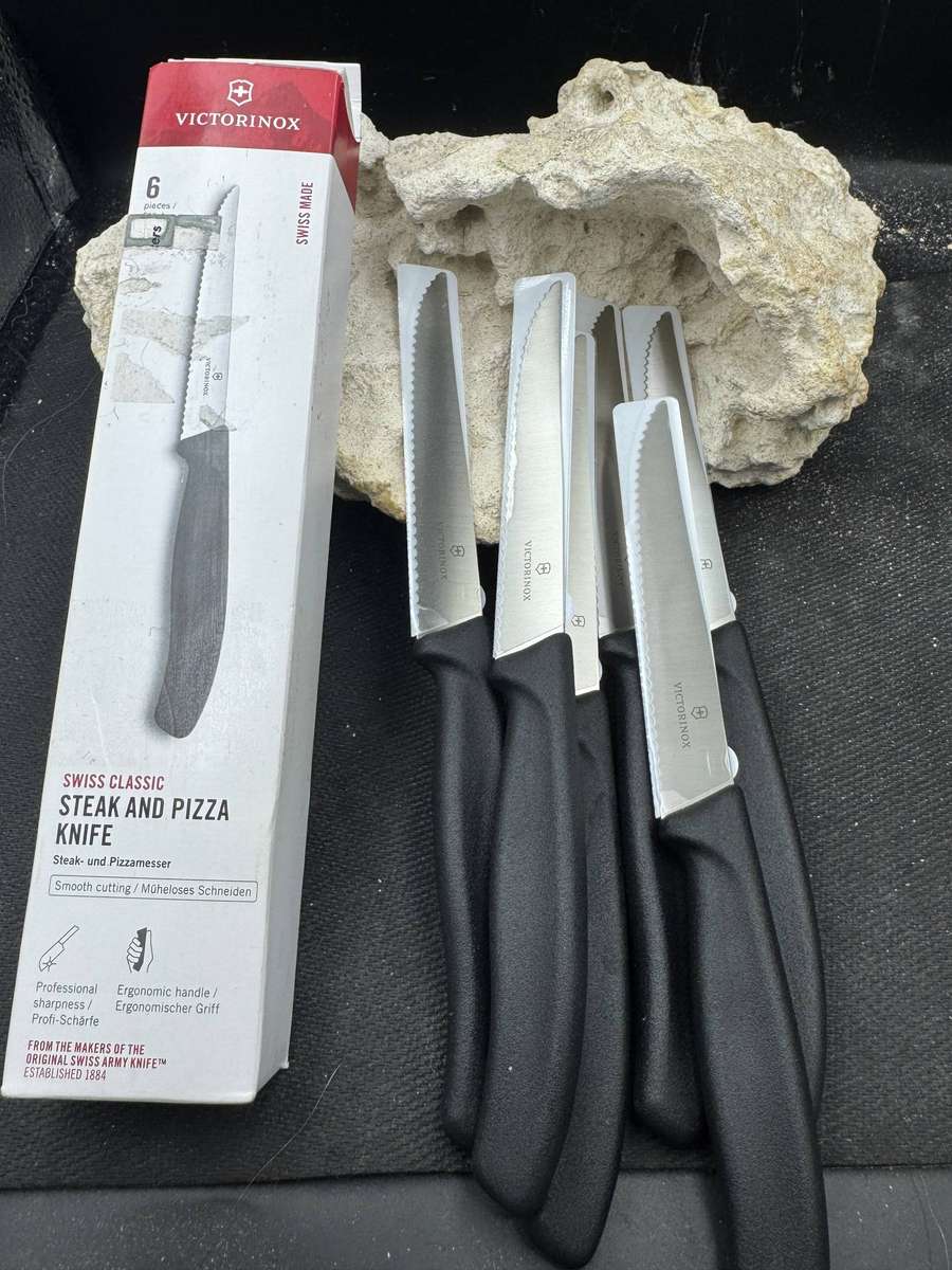 Victorinox Swiss Classic 6 Piece Steak Knife Set Serrated Pointed Black - Box