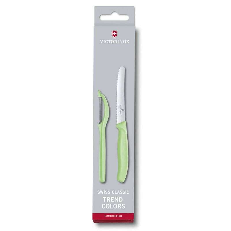 Victorinox Swiss Classic Paring Knife Set w/Peeler 2 Piece - Green