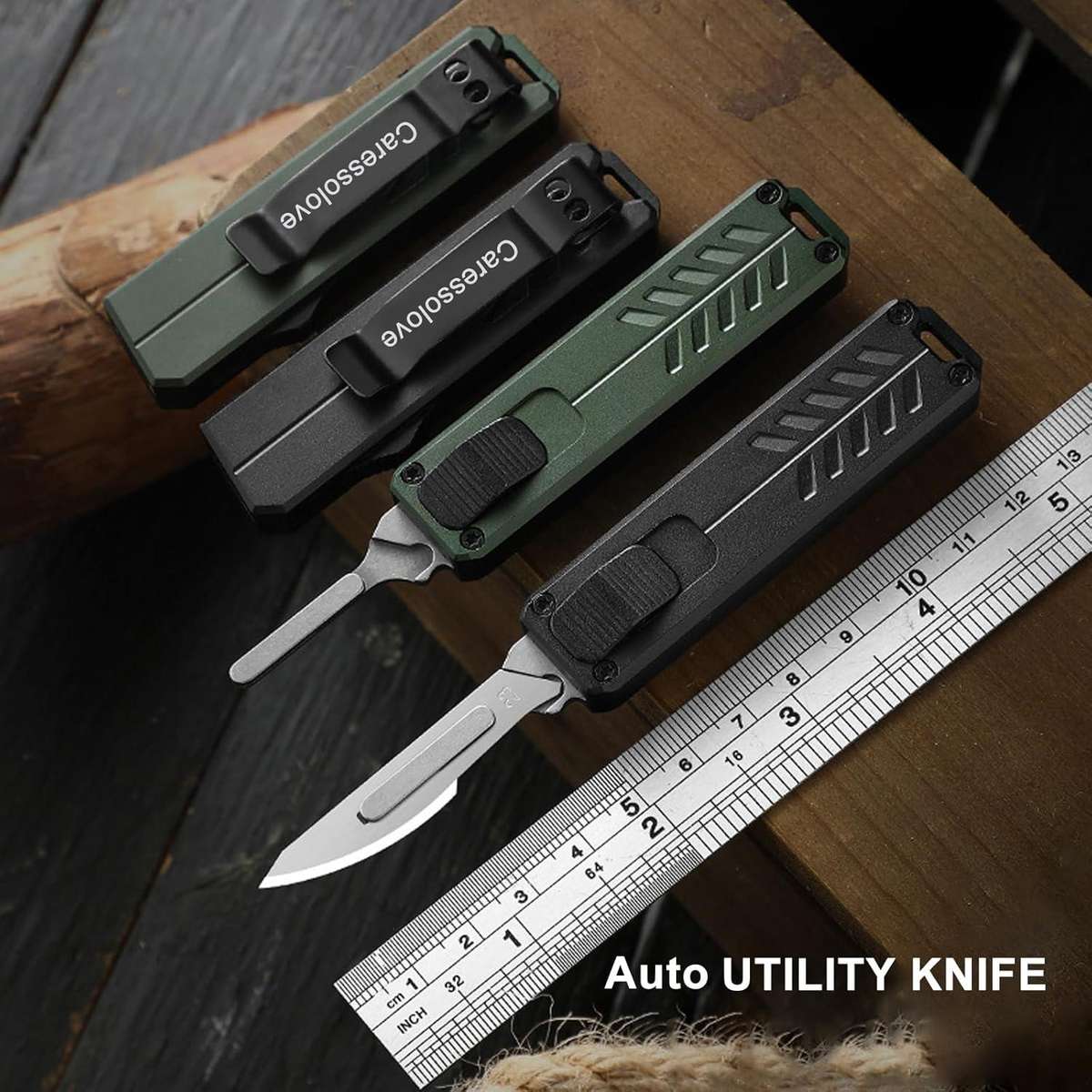 OTF Scalpel Knife Automatic Out the Front D/A Double Action Blade 5.25" MINI Black  **5 Blades Inc**