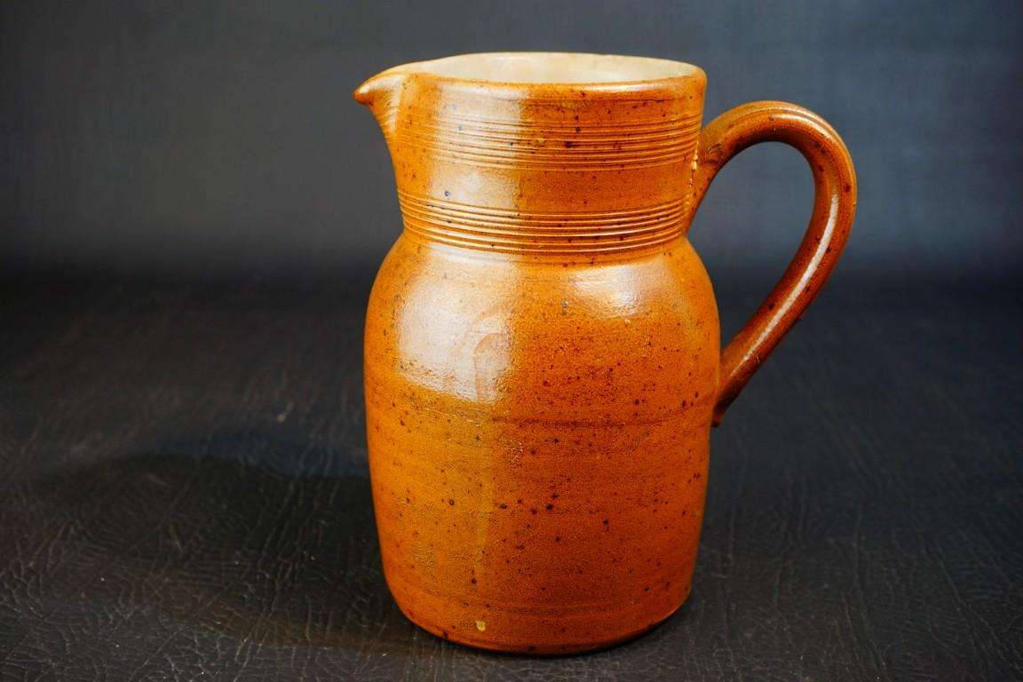 GRES DU BERRY Fait Main FRANCE Brown Salt Glazed Stoneware Pitcher **Great Condition**