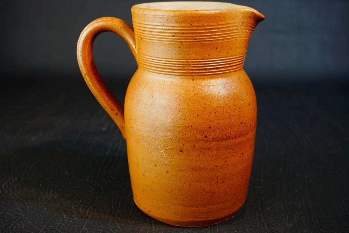 GRES DU BERRY Fait Main FRANCE Brown Salt Glazed Stoneware Pitcher **Great Condition**