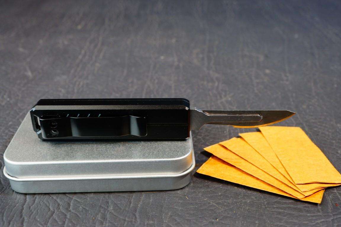 OTF Scalpel Knife Automatic Out the Front D/A Double Action Blade 5.25" MINI Black  **5 Blades Inc**