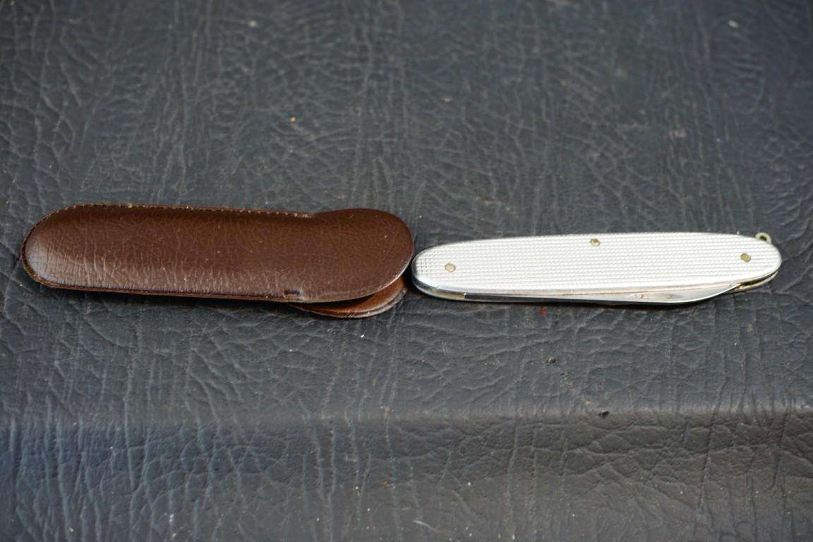 Victorinox Swiss Army Silver Alox Knife with Two Blades **Good Condition**