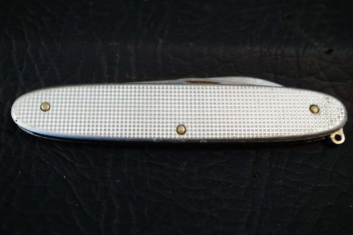 Victorinox Swiss Army Silver Alox Knife with Two Blades **Good Condition**