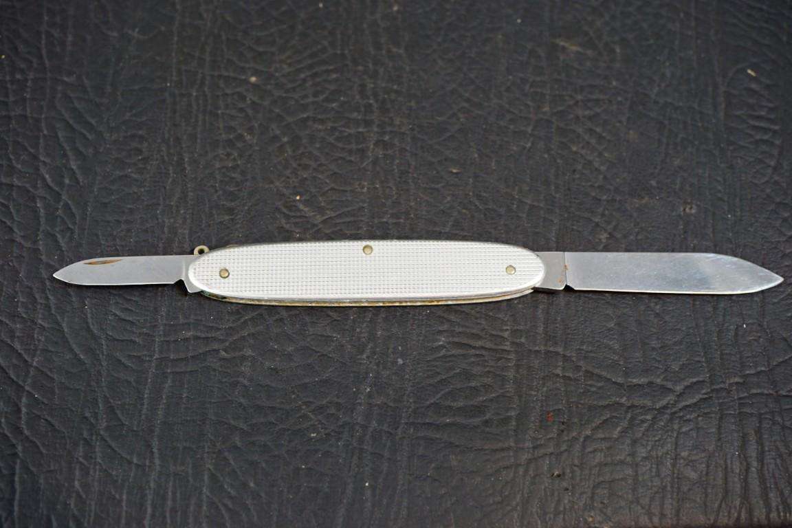 Victorinox Swiss Army Silver Alox Knife with Two Blades **Good Condition**
