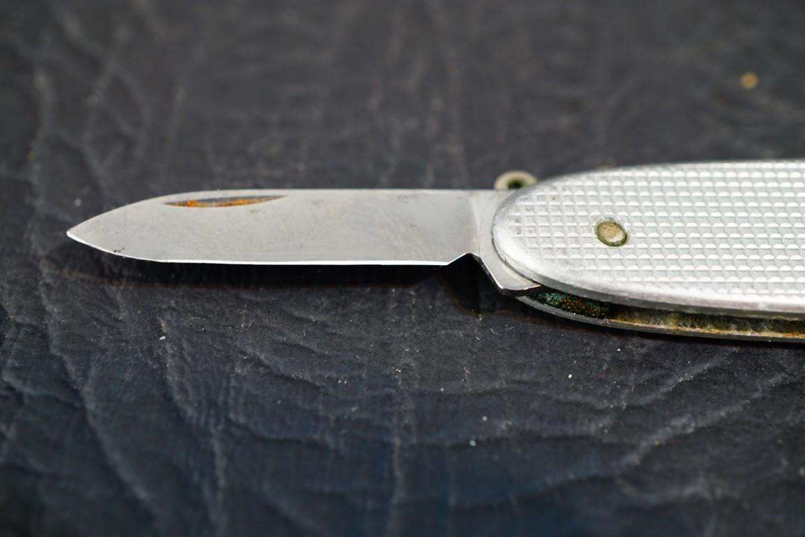 Victorinox Swiss Army Silver Alox Knife with Two Blades **Good Condition**