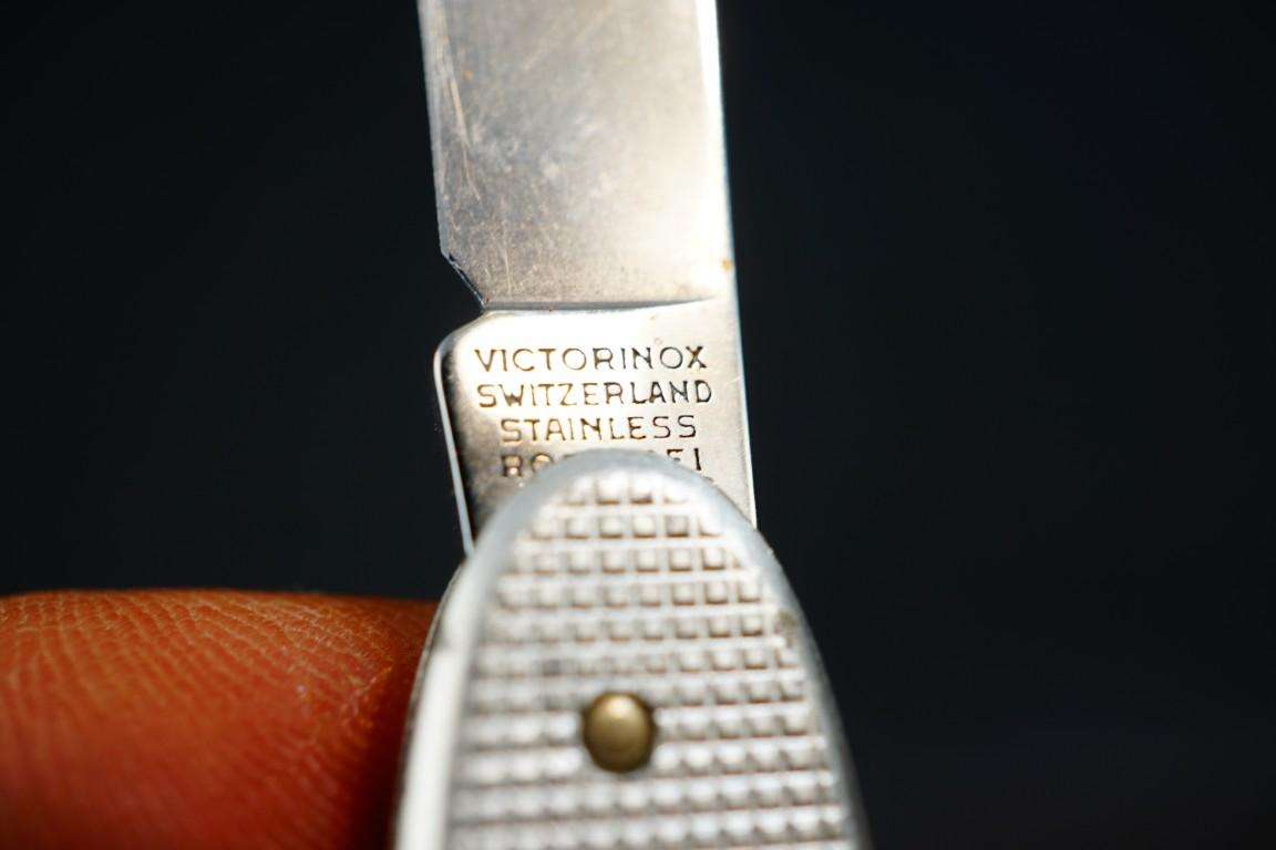 Victorinox Swiss Army Silver Alox Knife with Two Blades **Good Condition**