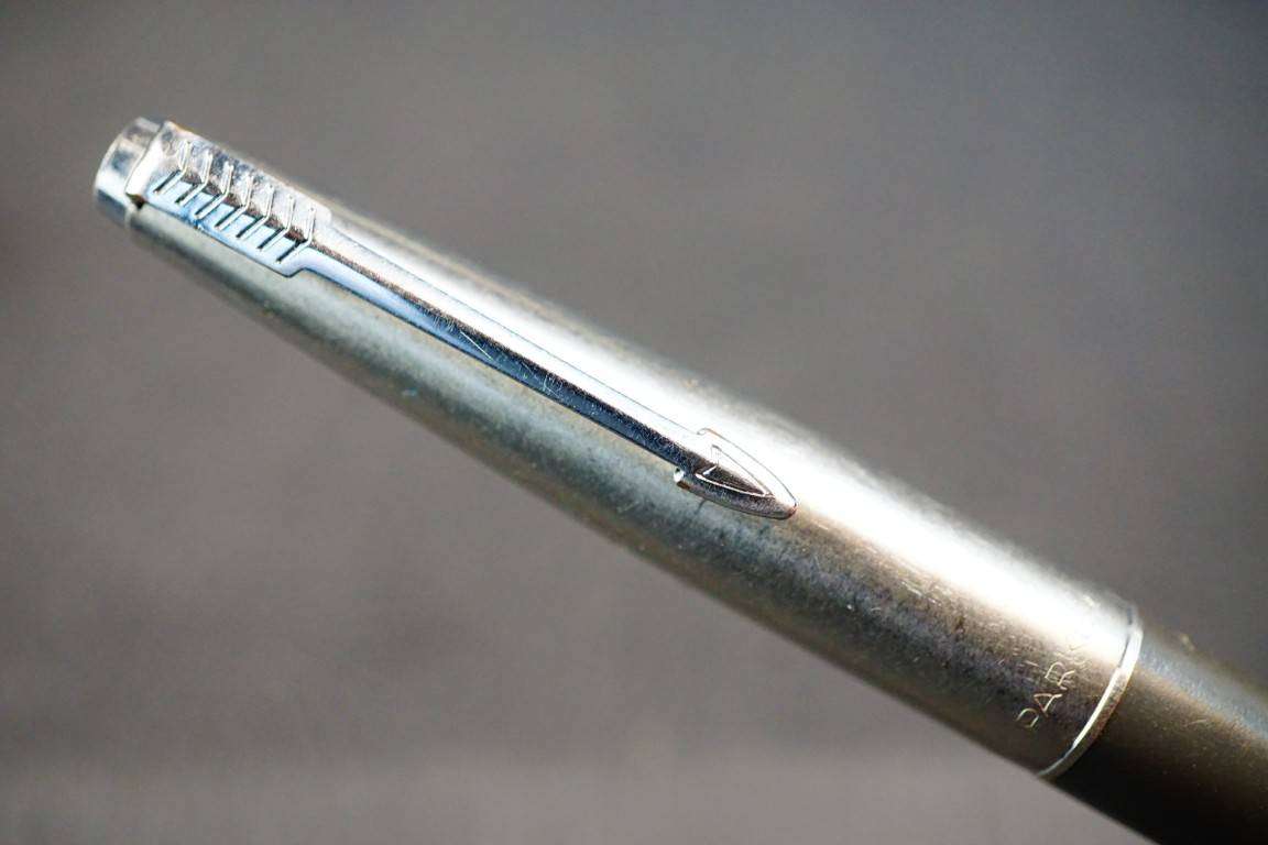 Vintage Parker 45 Fountain Pen Gray and Brushed Chrome **Good Condition**