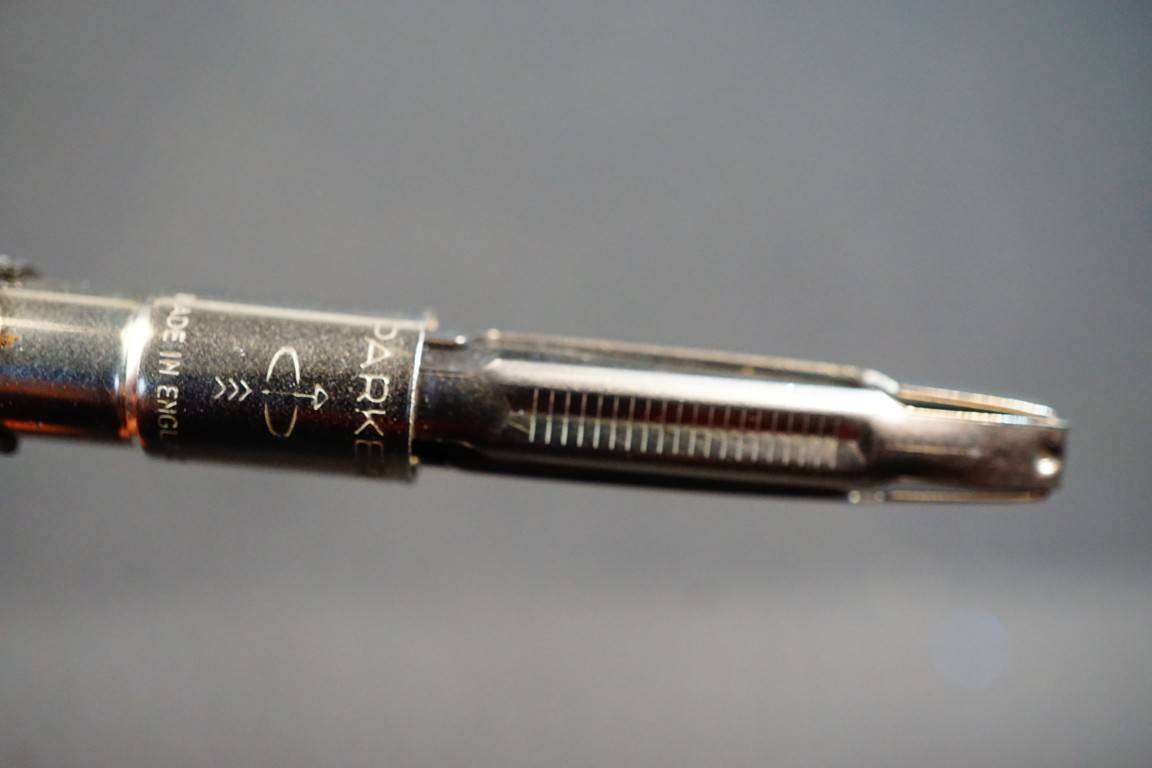 Vintage Parker 45 Fountain Pen Gray and Brushed Chrome **Good Condition**