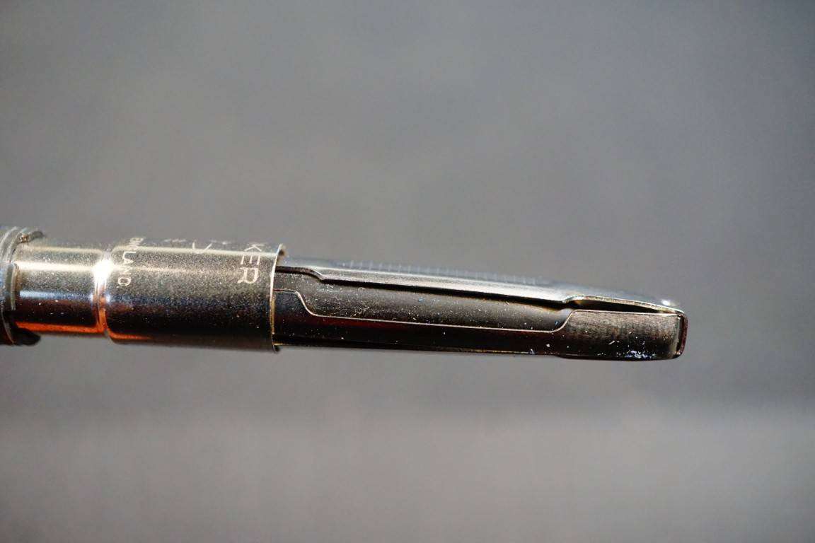 Vintage Parker 45 Fountain Pen Gray and Brushed Chrome **Good Condition**