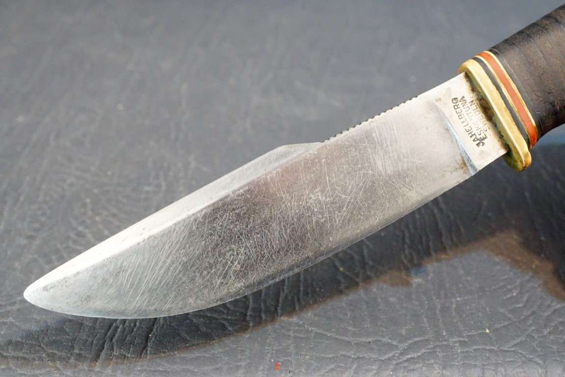 Sweden Swedish J.A. Hellberg Eskilstuna Hunting Knife with Leather Scabbard **Good Condition**