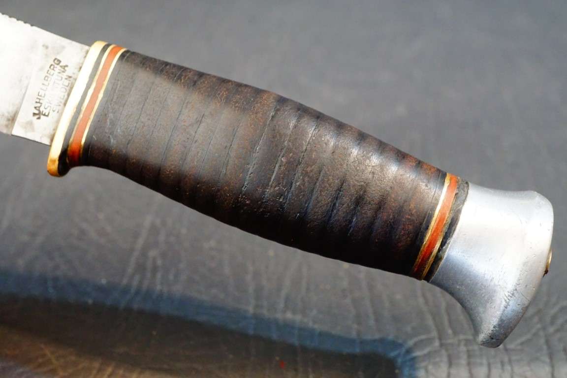Sweden Swedish J.A. Hellberg Eskilstuna Hunting Knife with Leather Scabbard **Good Condition**