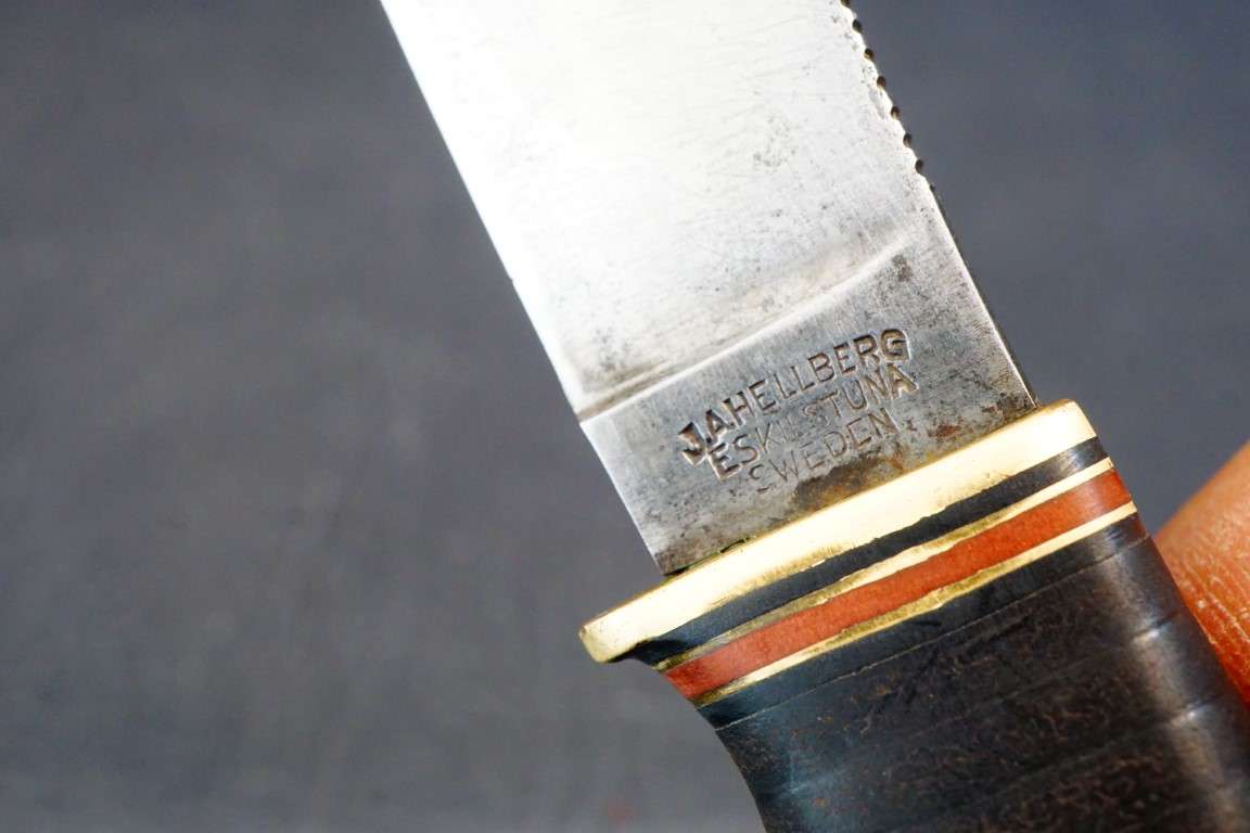 Sweden Swedish J.A. Hellberg Eskilstuna Hunting Knife with Leather Scabbard **Good Condition**