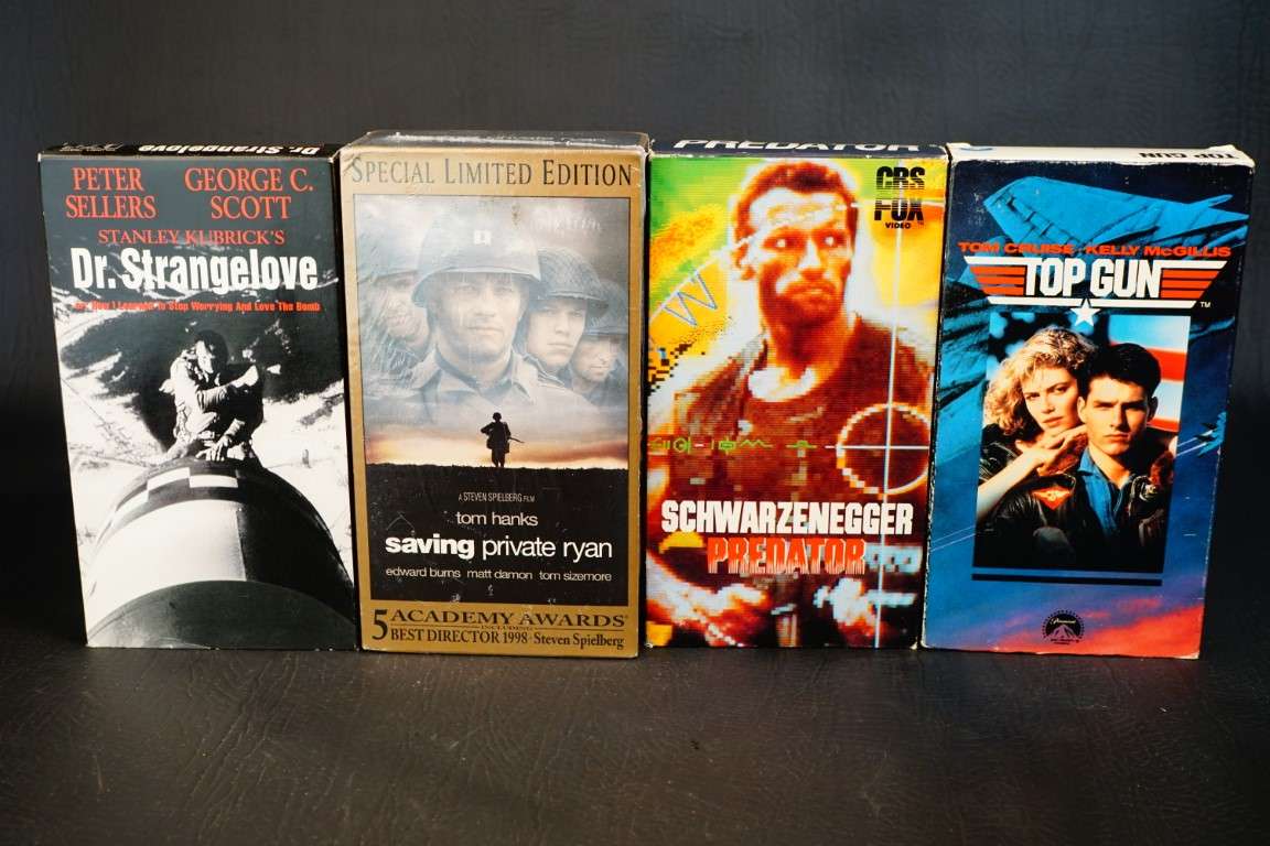 VHS Tape Collection 10x Iconic and Cult Classic Movies in Display Cases **Good Condition**