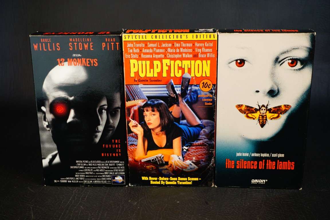 VHS Tape Collection 10x Iconic and Cult Classic Movies in Display Cases **Good Condition**