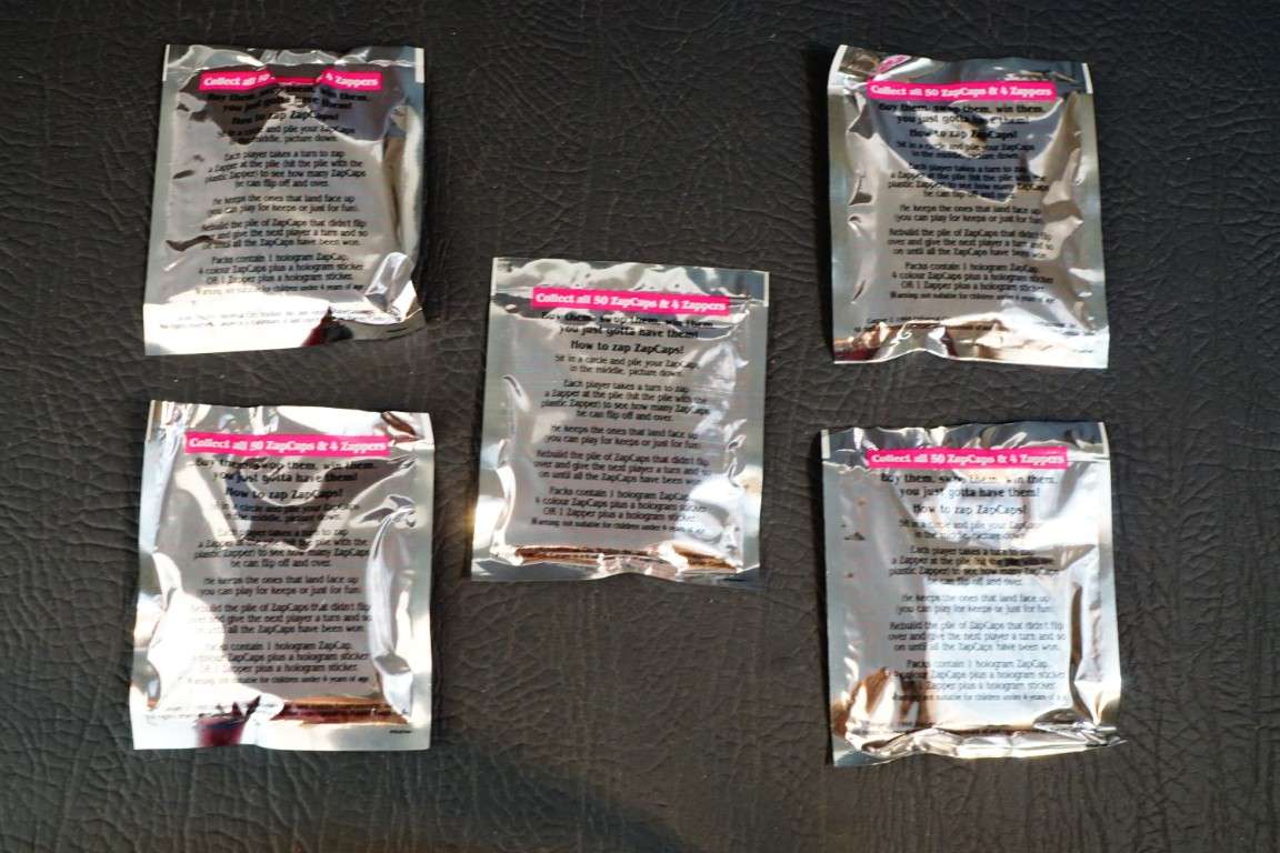 5 x Sealed Packs of Casper Zap Cap Pack Tazos  **Excellent Condition**