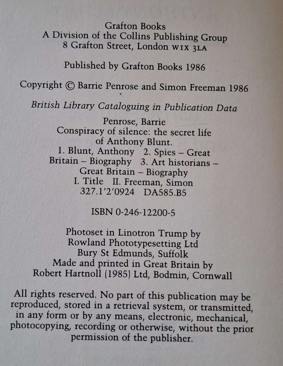 Conspiracy of Silence (The Secret life of Anthony Blunt) - Barrie Penrose & Simon Freeman