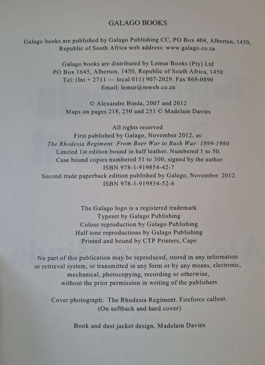 The Rhodesia Regiment. - Alexandre Binda (Paperback)