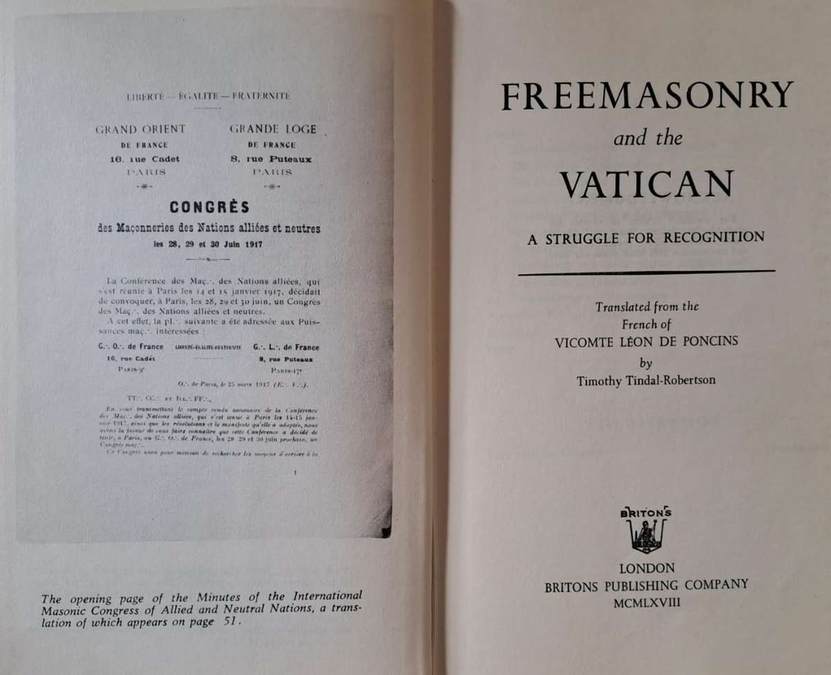 Freemasonry and the Vatican - Vicomte Leon de Poncins (hard cover with DJ)