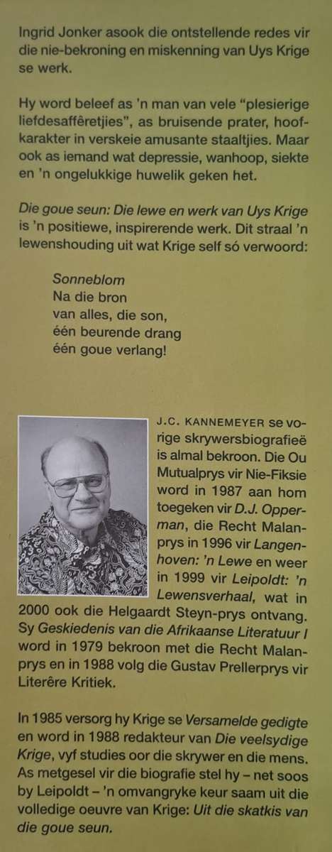 Die goue seun - J.C. Kannemeyer (hard cover with dj)