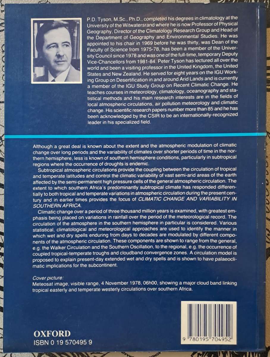Climatic change and variability in southern Africa - P. D. Tyson (paperback)