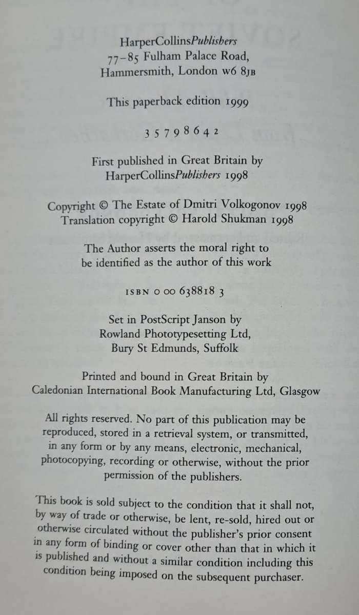 The rise and fall of the soviet empire - Dmitri Volkogonov (paperback)