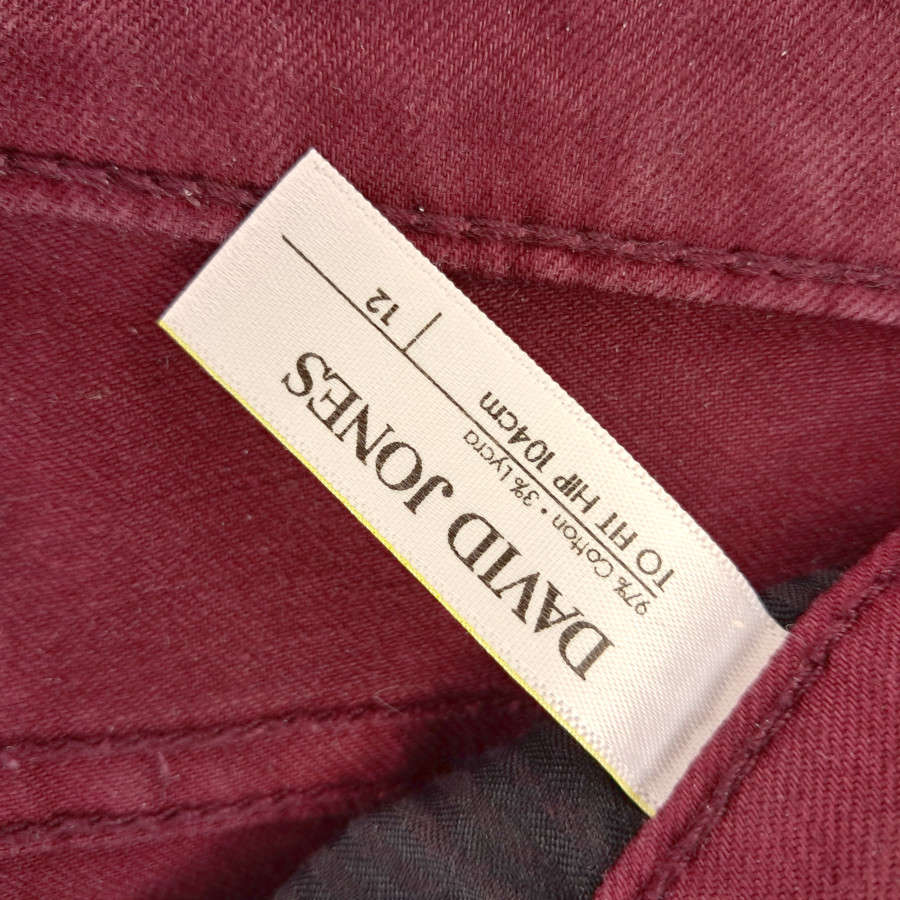 DAVID JONES CLASSIC COLLECTION MID-RISE SKINNY JEANS - BURGUNDY