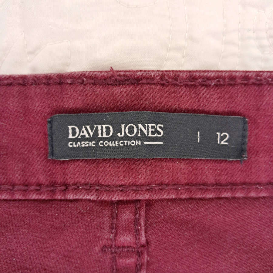 DAVID JONES CLASSIC COLLECTION MID-RISE SKINNY JEANS - BURGUNDY