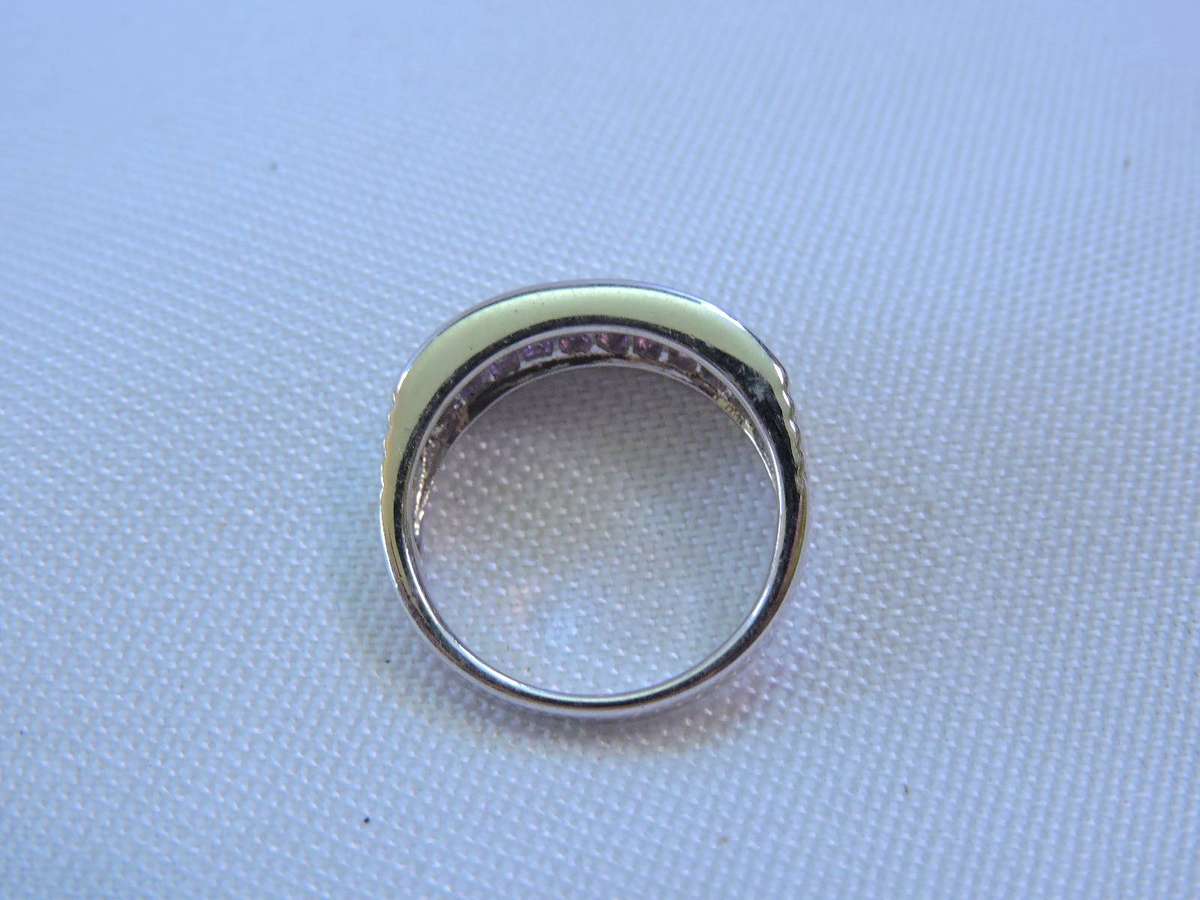 NEW GENUINE PINK RHODOLITE DUAL CHANNEL SET SILVER 925 RING SIZE M 4G
