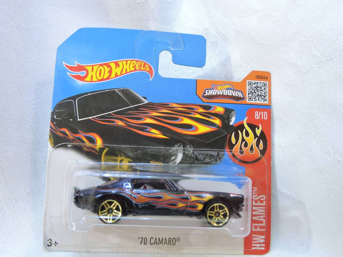 Hot Wheels CHEVY CHEVROLET Camaro  ( Black with flames ) 2016 Issue 10 years old already!!