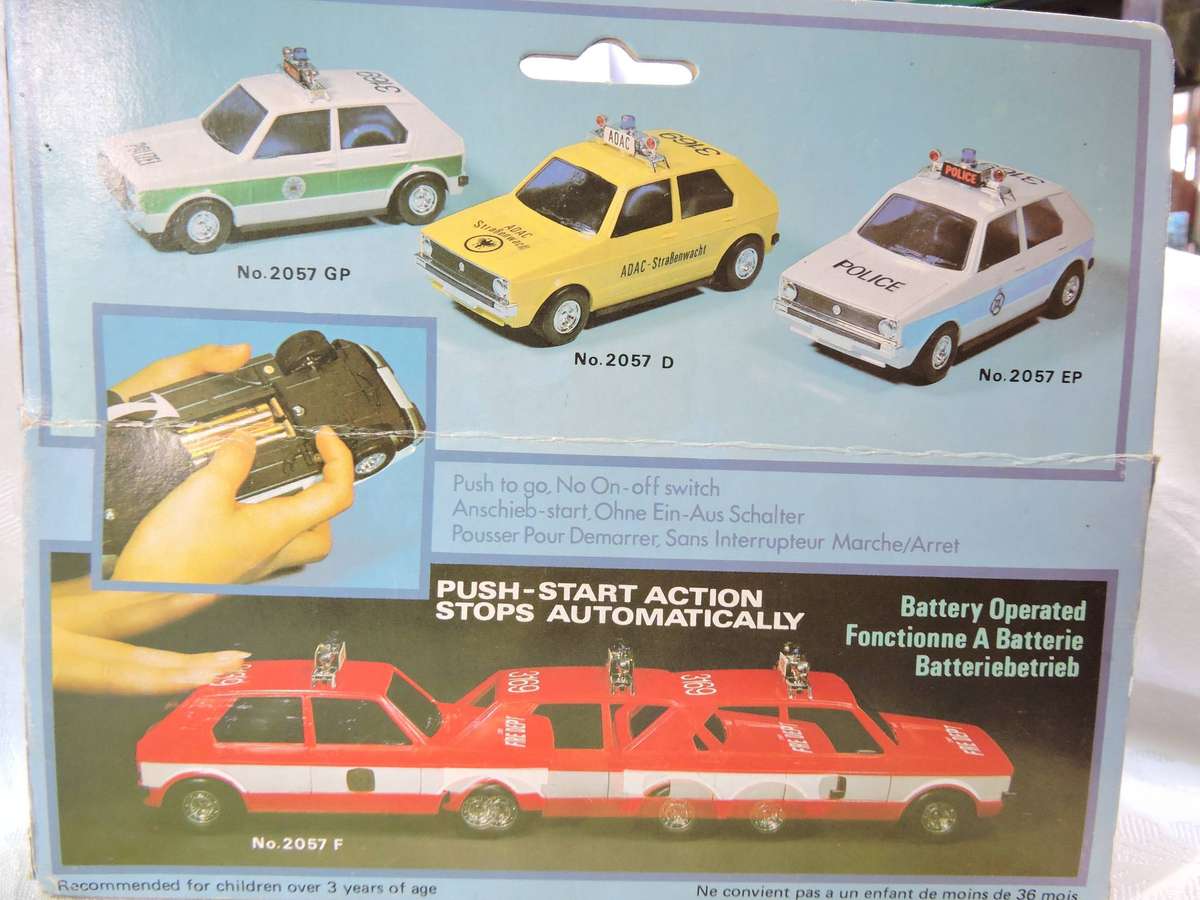 LUCKY TOY VW VOLKSWAGEN Golf Mk1 Police Car in original box ( Blue ) Like Hot Wheels