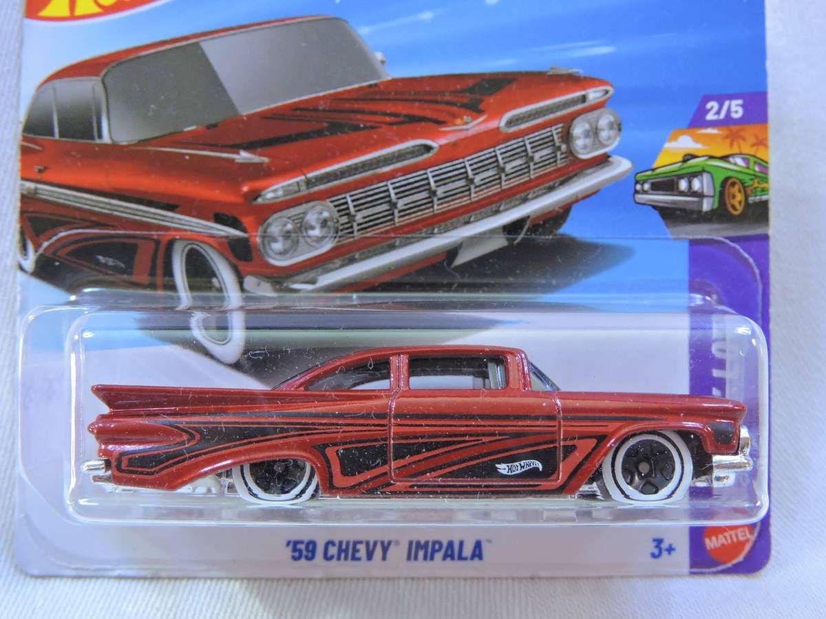 Hot Wheels CHEVY CHEVROLET Impala ( Red with black wavy stripes )