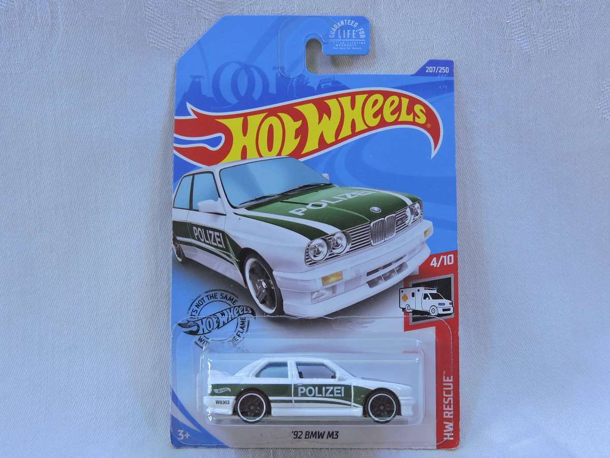 Hot Wheels BMW M3 ( White Polizei ) Long Card Boxie shape