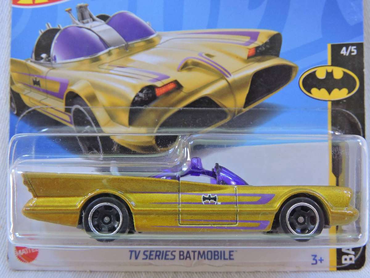 HOT WHEELS TV Series BATMOBILE ( Gold Original Batmobile - Purple windows )   like Batman