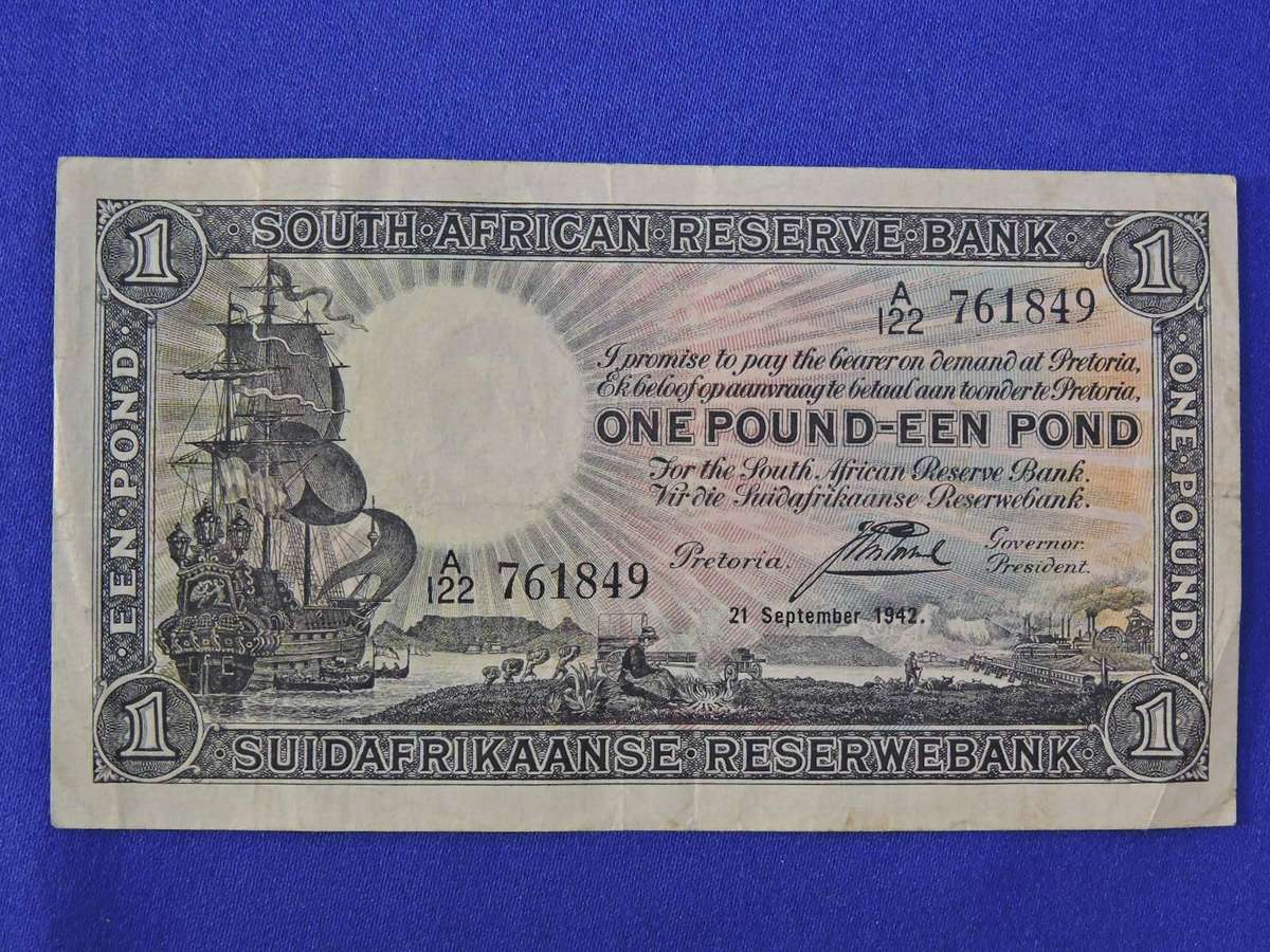 South Africa One Pound Een Pond Bank Note   September 1942   J.Postmus