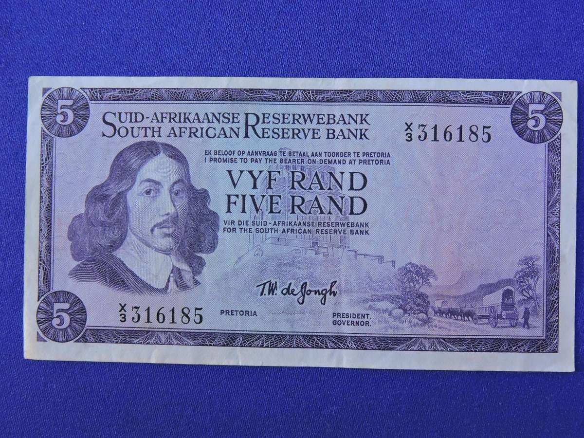 South Africa Five Rand Vyf Rand Bank Note  R5  ( REPLACEMENT NOTE X/3 )