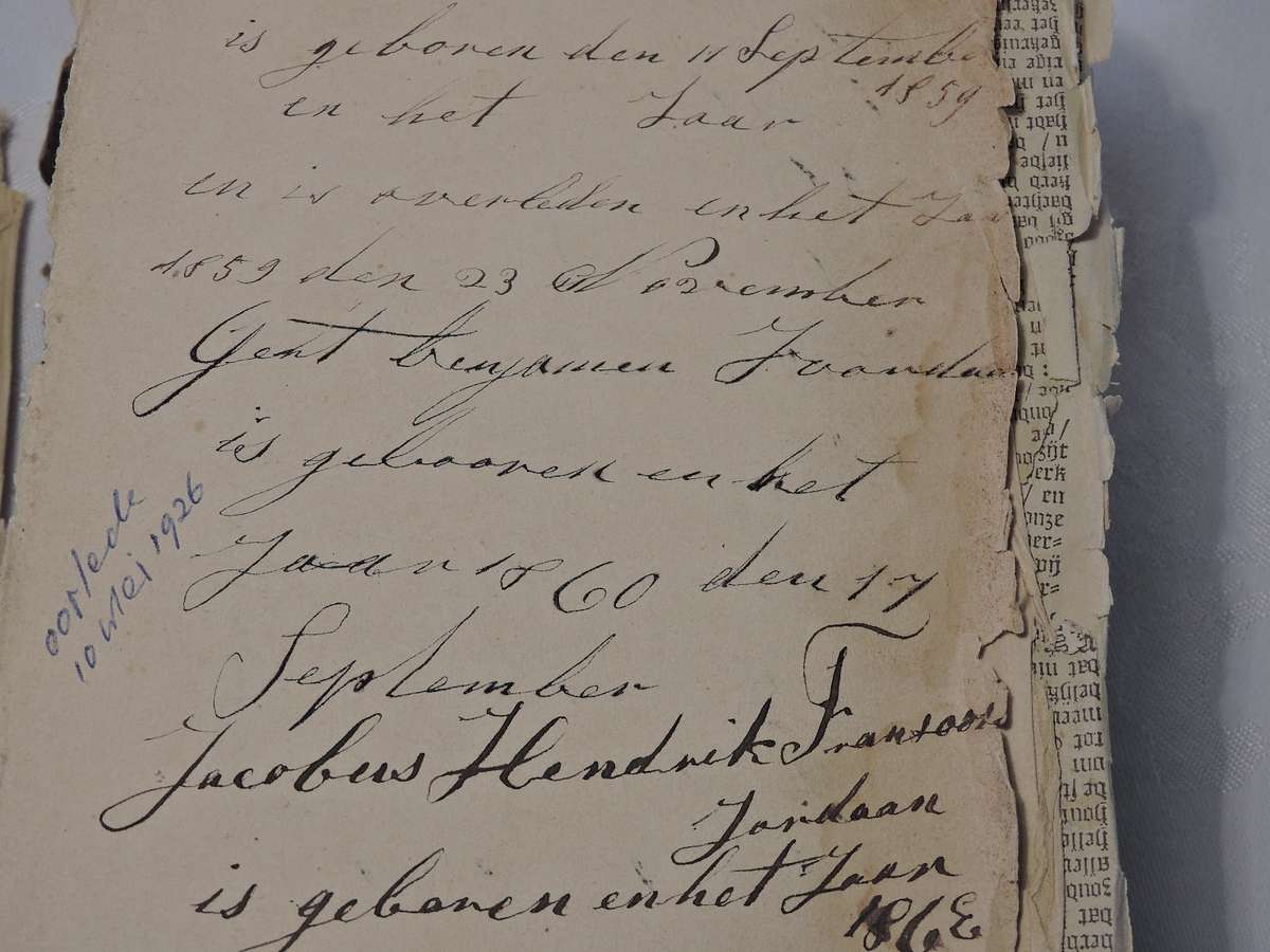 Dutch Bible Bijel Dated 1852 previously belonging to Jordaan Family