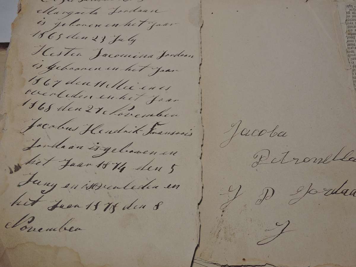 Dutch Bible Bijel Dated 1852 previously belonging to Jordaan Family