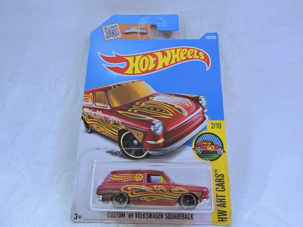 Hot Wheels VOLKSWAGEN VW Custom Squareback  ( Red/Yellow peace waves )  Long Card
