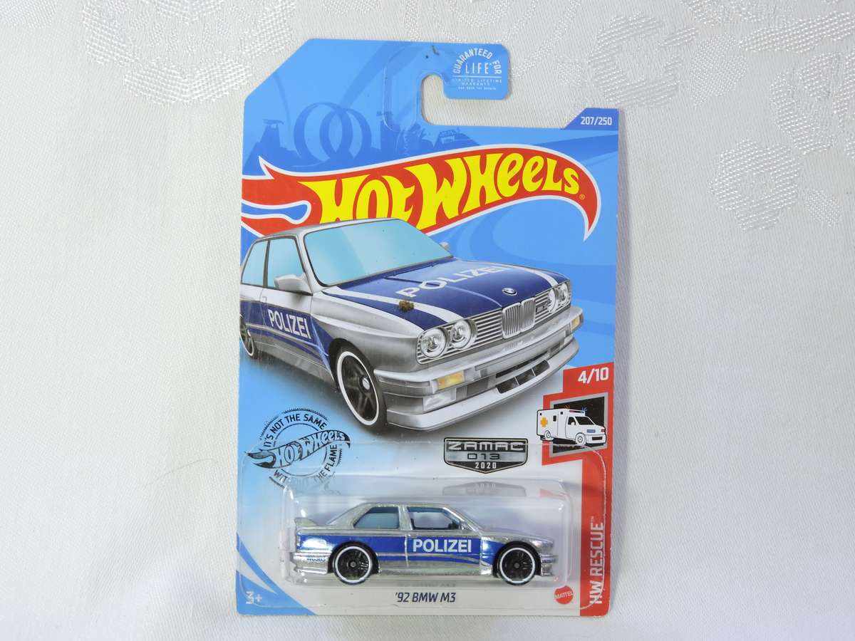 Hot Wheels BMW M3 ZAMAC Boxie Shape ( Silver Polizei ) Long Card