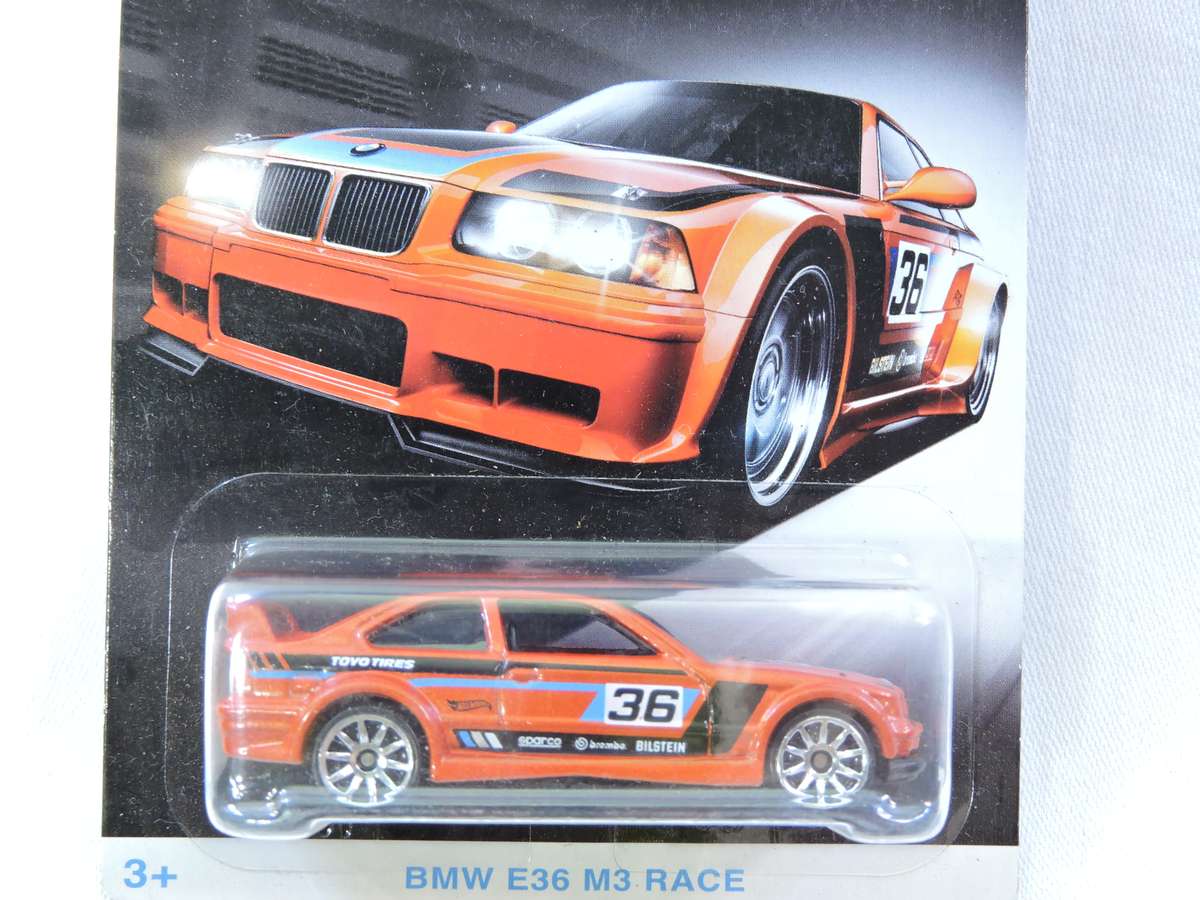 Hot Wheels BMW E36 M3 Race  Dolphin Shape ( Orange #36 ) Long Card