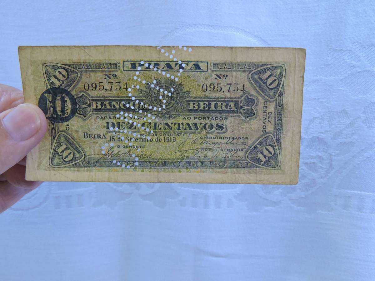 Banco Beira Dez Centavos 10 cent Bank Note ( MOCAMBIQUE forma Portuguese colony 1919 ) FOR TONY ONLY