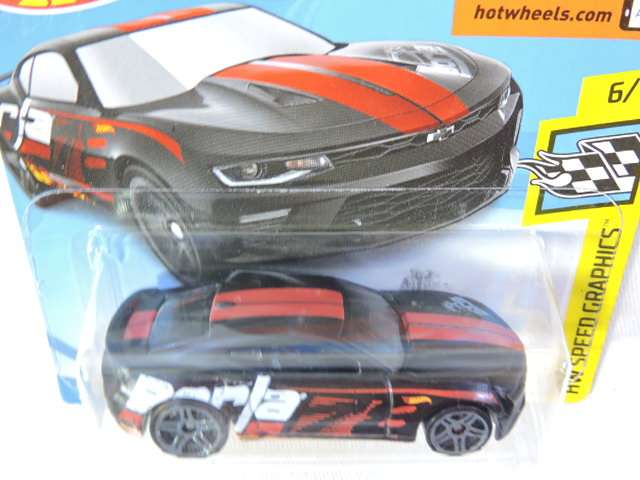Hot Wheels CHEVY CHEVROLET Camaro SS ( Black red stripe on bonnet )