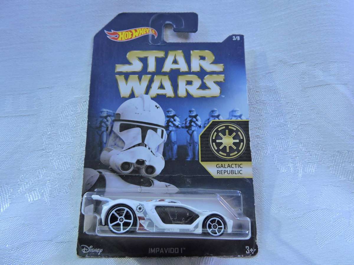 Hot Wheels IMPAVIDO 1 (White) Galactic Republic  STAR WARS Long Card 3/8 Disney
